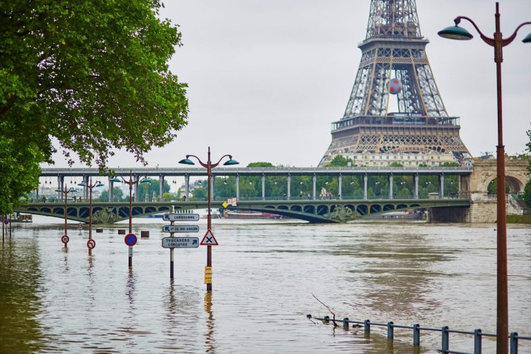 Seine River overflowing Paris