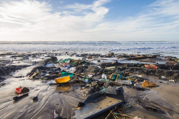 trash on beach