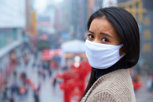 Woman with face mask