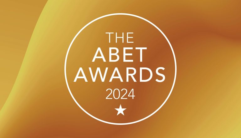 2024 ABET Awards logo on a golden background